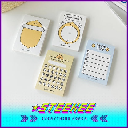 SECOND MORNING Cute Lemon Series Sticky Notes Memo Pad Set of 100 by Steekee Korean 4506