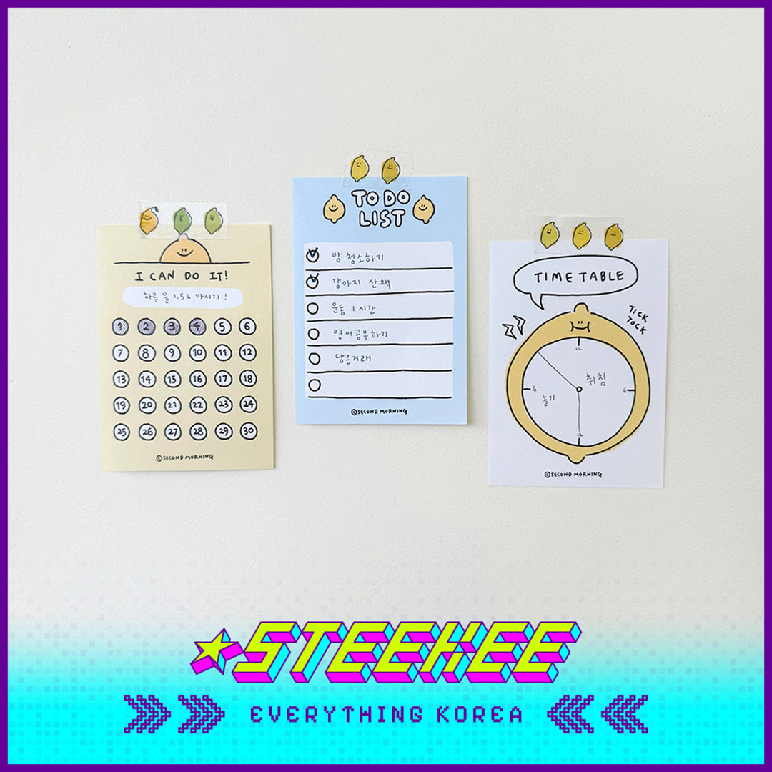 SECOND MORNING Cute Lemon Series Sticky Notes Memo Pad Set of 100 by Steekee Korean 4506