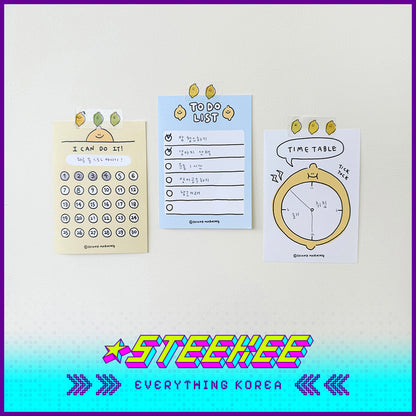 SECOND MORNING Cute Lemon Series Sticky Notes Memo Pad Set of 100 by Steekee Korean 4506