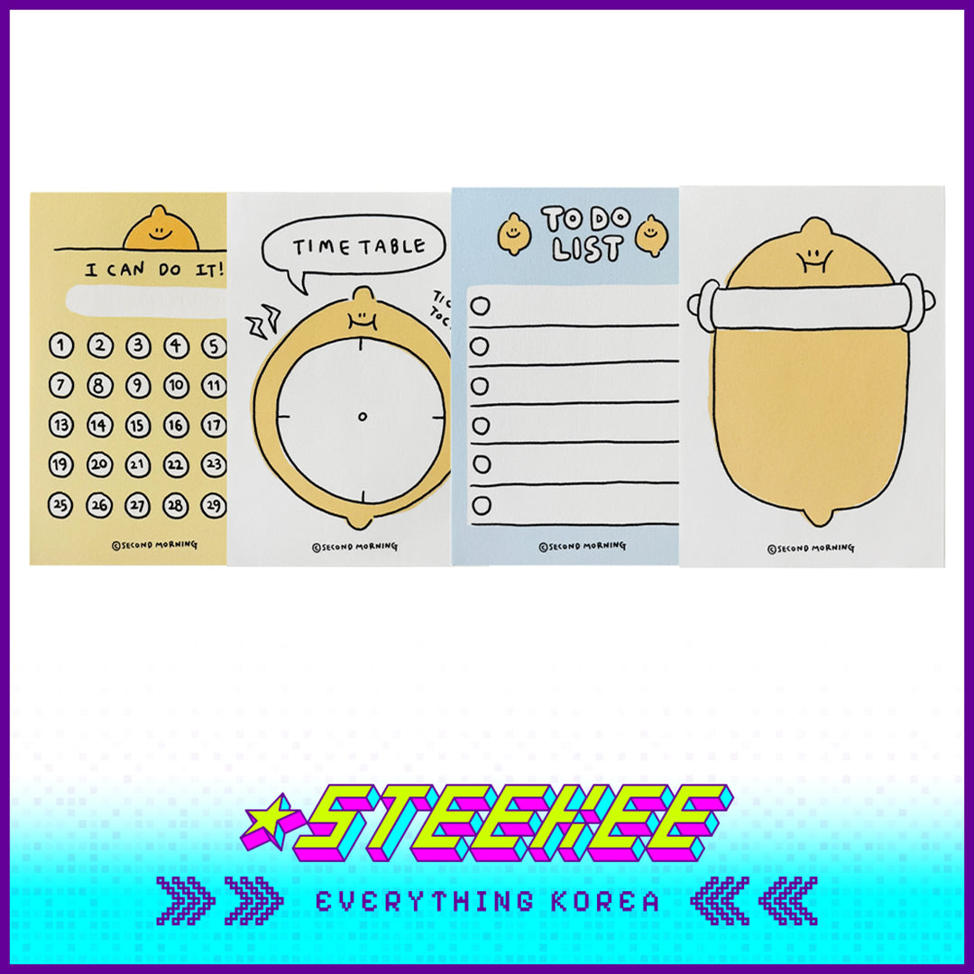 SECOND MORNING Cute Lemon Series Sticky Notes Memo Pad Set of 100 by Steekee Korean 4506