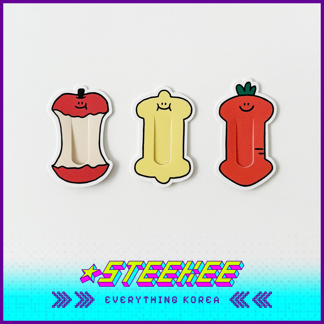 SECOND MORNING Lemony Apple Carrot Index Paginated Bookmark Set by Steekee Korea 4507