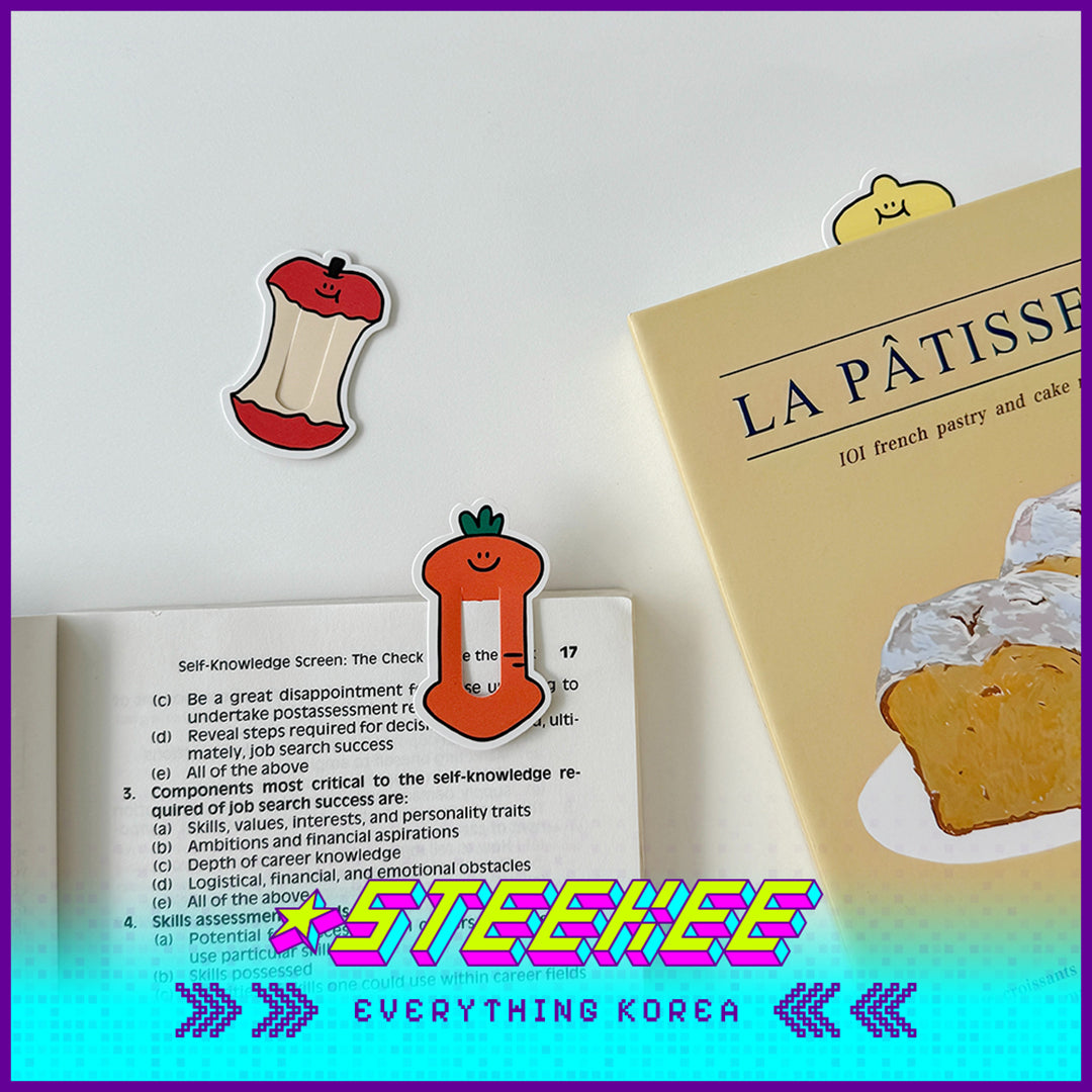 SECOND MORNING Lemony Apple Carrot Index Paginated Bookmark Set by Steekee Korea 4507