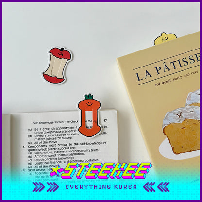 SECOND MORNING Lemony Apple Carrot Index Paginated Bookmark Set by Steekee Korea 4507
