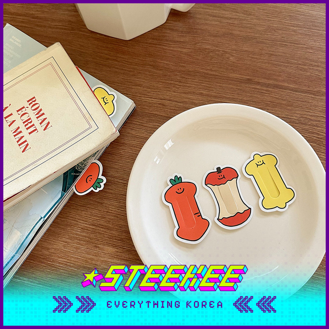 SECOND MORNING Lemony Apple Carrot Index Paginated Bookmark Set by Steekee Korea 4507