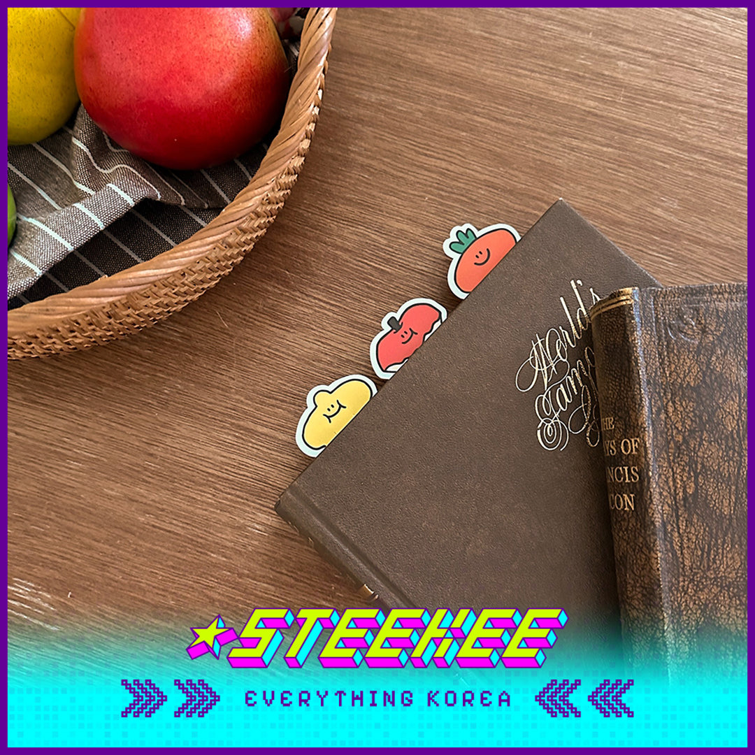 SECOND MORNING Lemony Apple Carrot Index Paginated Bookmark Set by Steekee Korea 4507