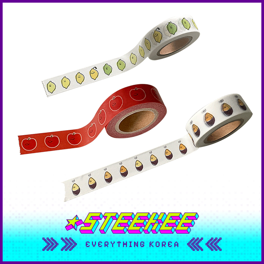 SECOND MORNING Lemony Kumi Apple Journal Decorative Collage Masking Tape by Steekee Korean 4508