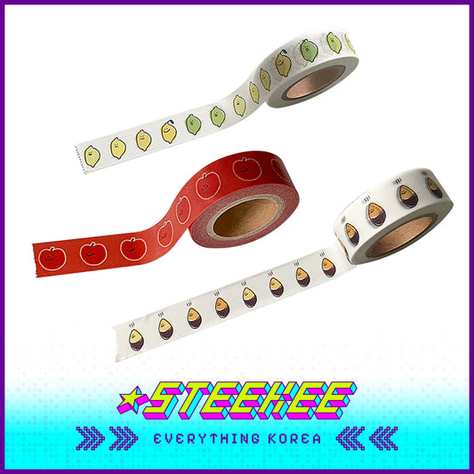 SECOND MORNING Lemony Kumi Apple Journal Decorative Collage Masking Tape by Steekee Korean 4508