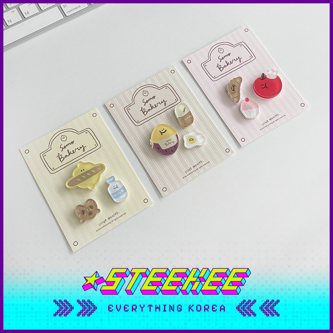 SECOND MORNING Lemony Apple Kumi Acrylic Fridge Bakery Magnet Set of 3 by Steekee Korea 4511