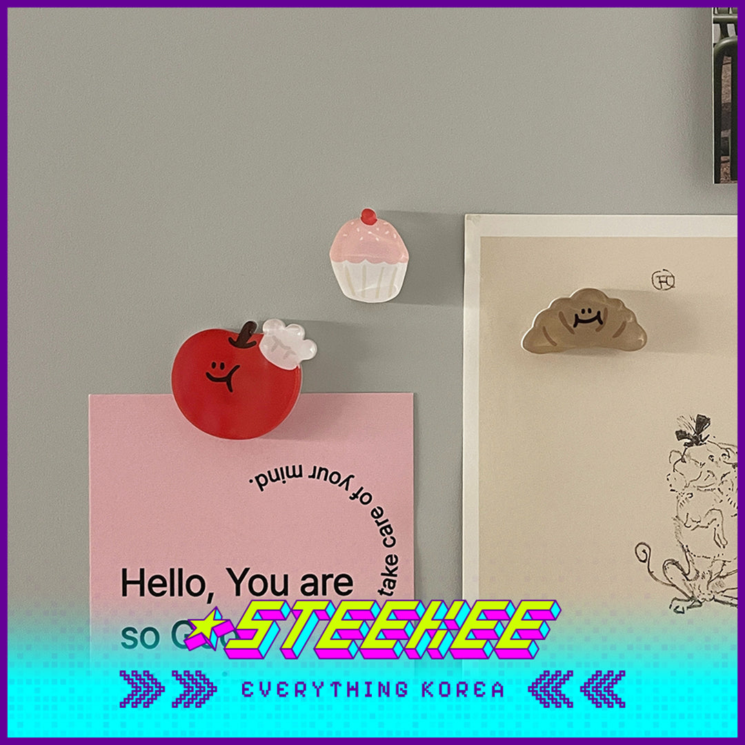 SECOND MORNING Lemony Apple Kumi Acrylic Fridge Bakery Magnet Set of 3 by Steekee Korea 4511
