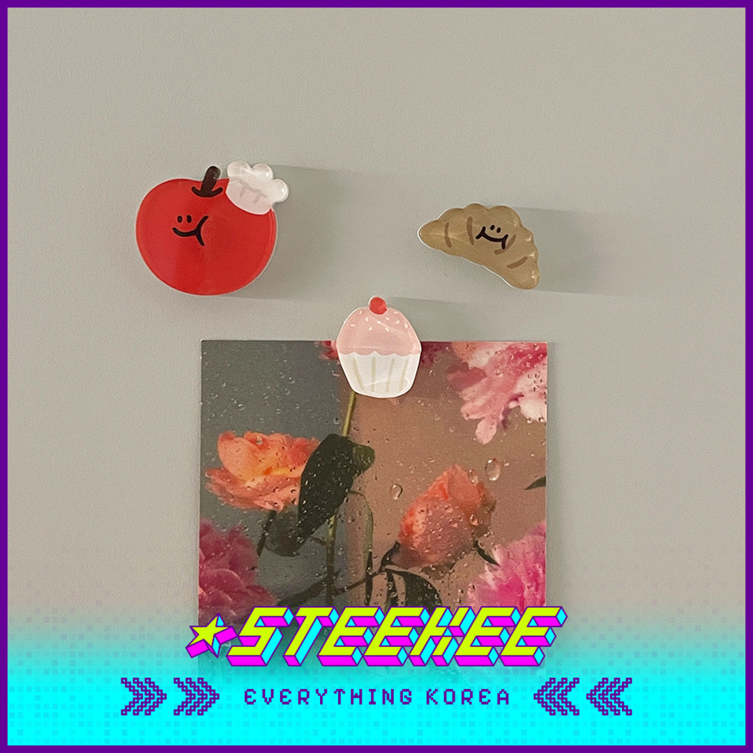SECOND MORNING Lemony Apple Kumi Acrylic Fridge Bakery Magnet Set of 3 by Steekee Korea 4511