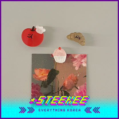 SECOND MORNING Lemony Apple Kumi Acrylic Fridge Bakery Magnet Set of 3 by Steekee Korea 4511