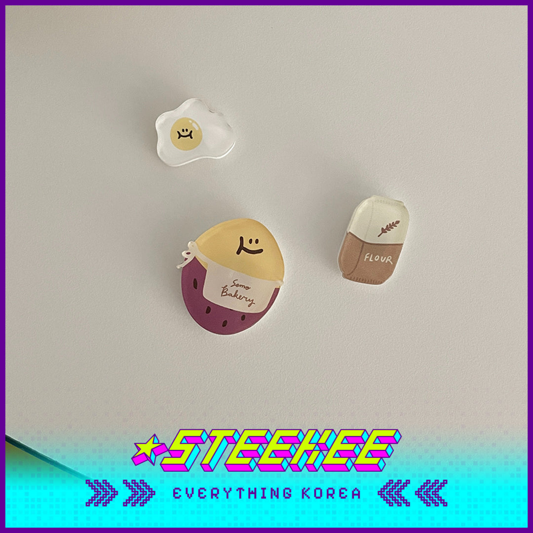 SECOND MORNING Lemony Apple Kumi Acrylic Fridge Bakery Magnet Set of 3 by Steekee Korea 4511