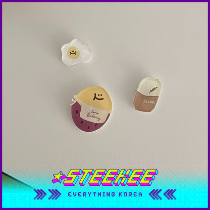 SECOND MORNING Lemony Apple Kumi Acrylic Fridge Bakery Magnet Set of 3 by Steekee Korea 4511