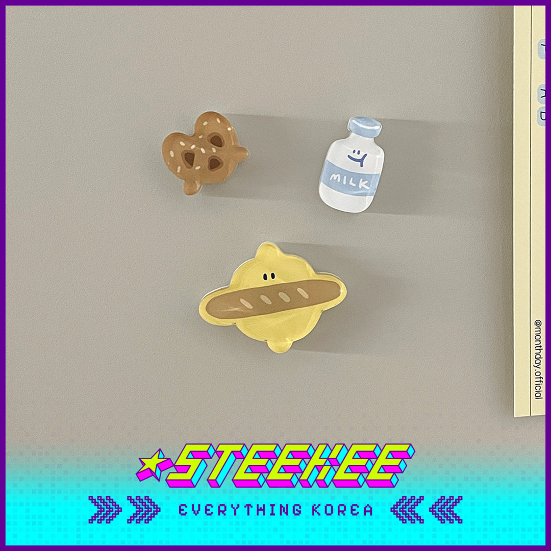 SECOND MORNING Lemony Apple Kumi Acrylic Fridge Bakery Magnet Set of 3 by Steekee Korea 4511