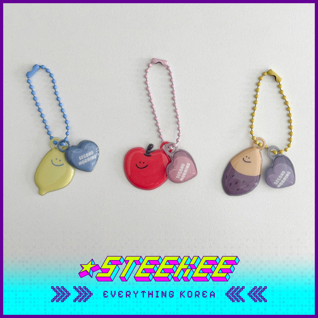 SECOND MORNING Lemony Apple Kumi PVC Keychain Pendant Soft Key Ring by Steekee Korea 4512