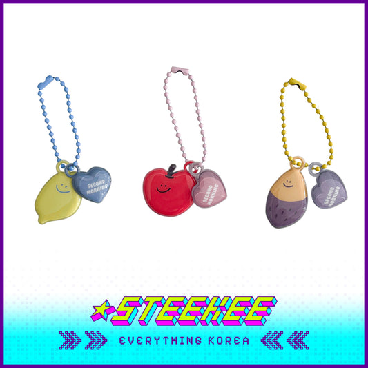 SECOND MORNING Lemony Apple Kumi PVC Keychain Pendant Soft Key Ring by Steekee Korea 4512