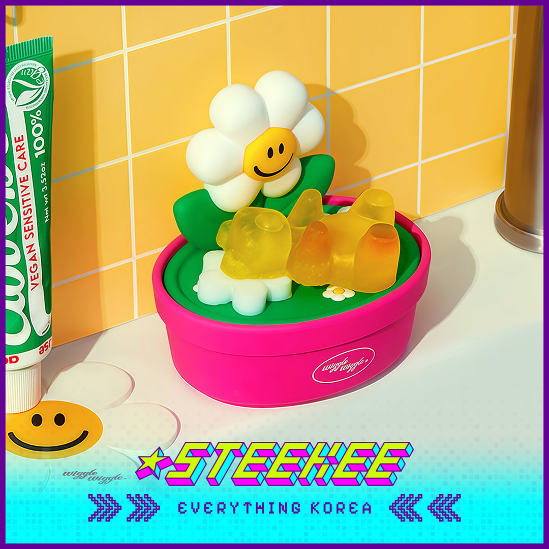 Wiggle Wiggle Smile We Love Daisy Silicone Soap Tray Home Bathroom Washbasin Soap Drain Box by Steekee Korea 4451