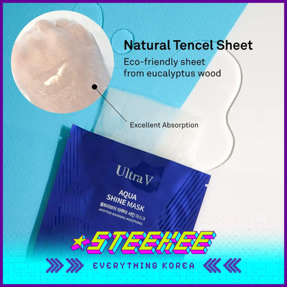 UltraV Aqua Shine Mask 25ml 10 Sheets by Steekee Korea 4593