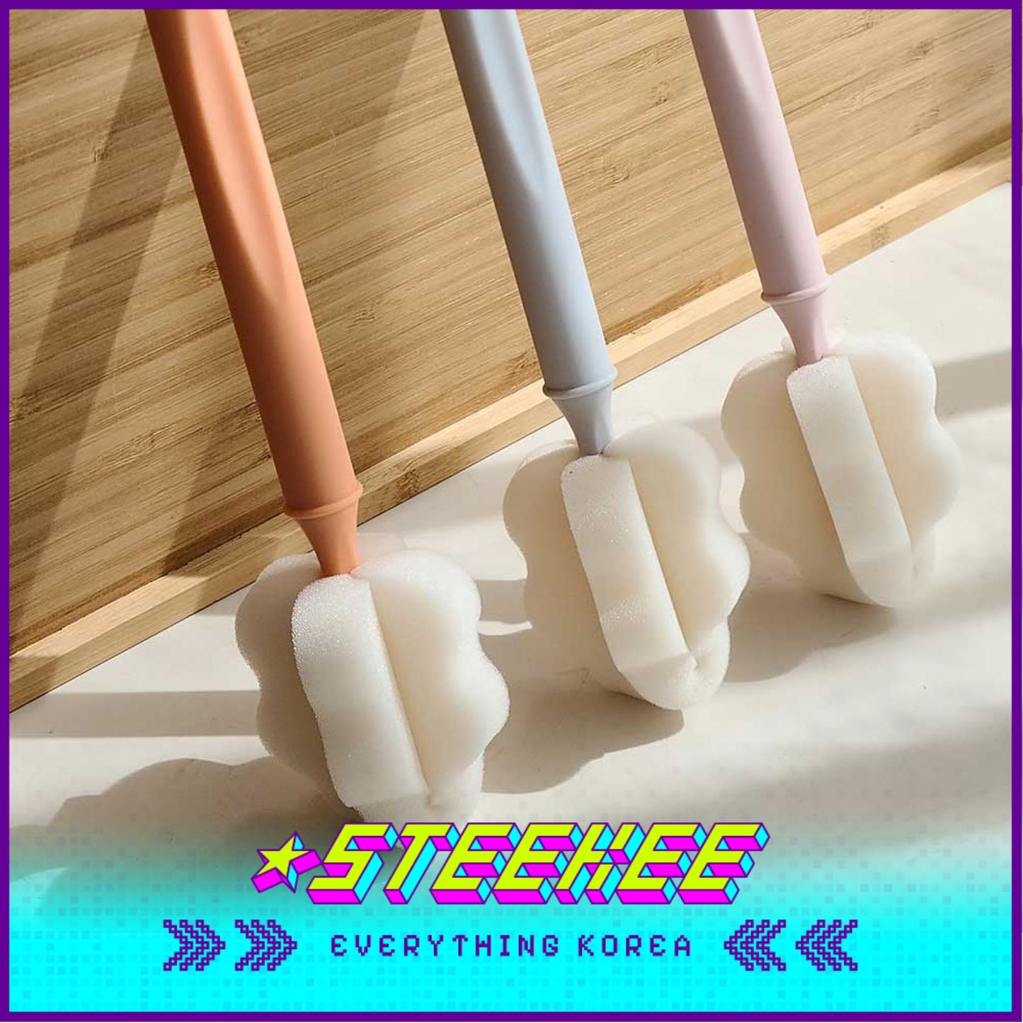 Hibee Long-Wide Brush Baby Bottle Cleaning Tools by Steekee Korea 4601