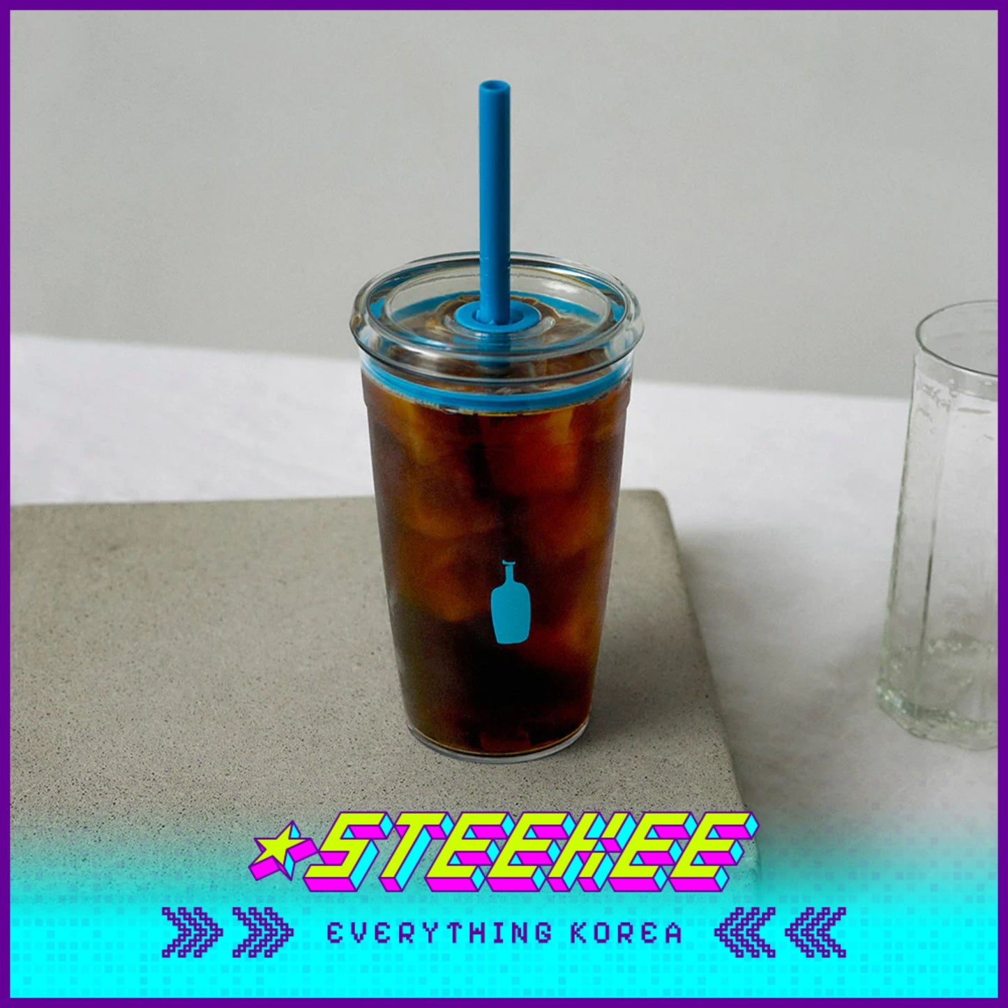 BLUE BOTTLE COFFEE X KeepCup Clear Cold Tritan Plastic Tumbler with Straw 16oz 454ml by Steekee Korea 2397