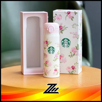 Starbucks China 2026 Kaleidoscope Rose Garden SS Thermos Tumbler 500ml – Pink Floral Bottle with Lid