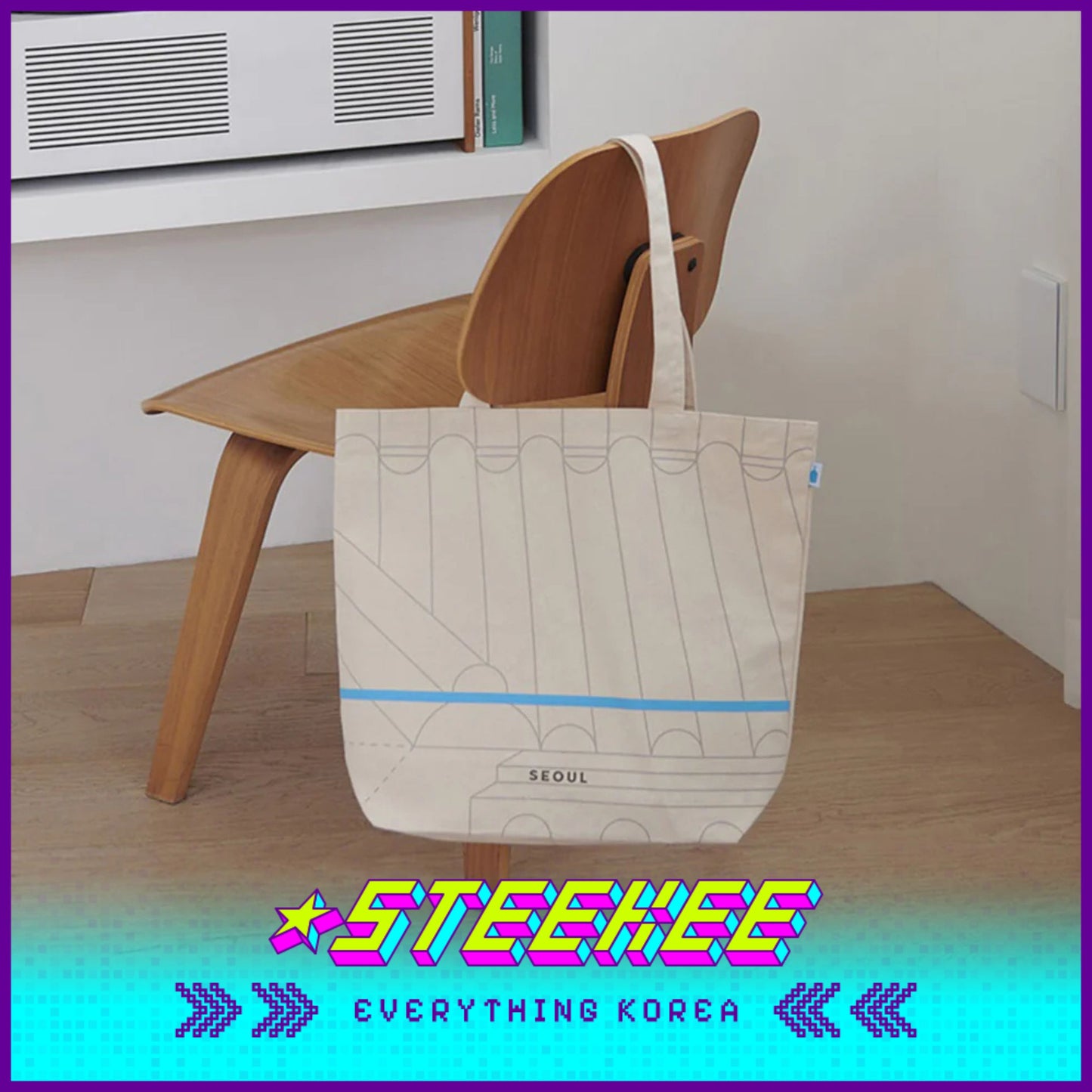 BLUE BOTTLE COFFEE Seoul Hanok Cotton Canvas Tote Bag by Steekee Korea 2393