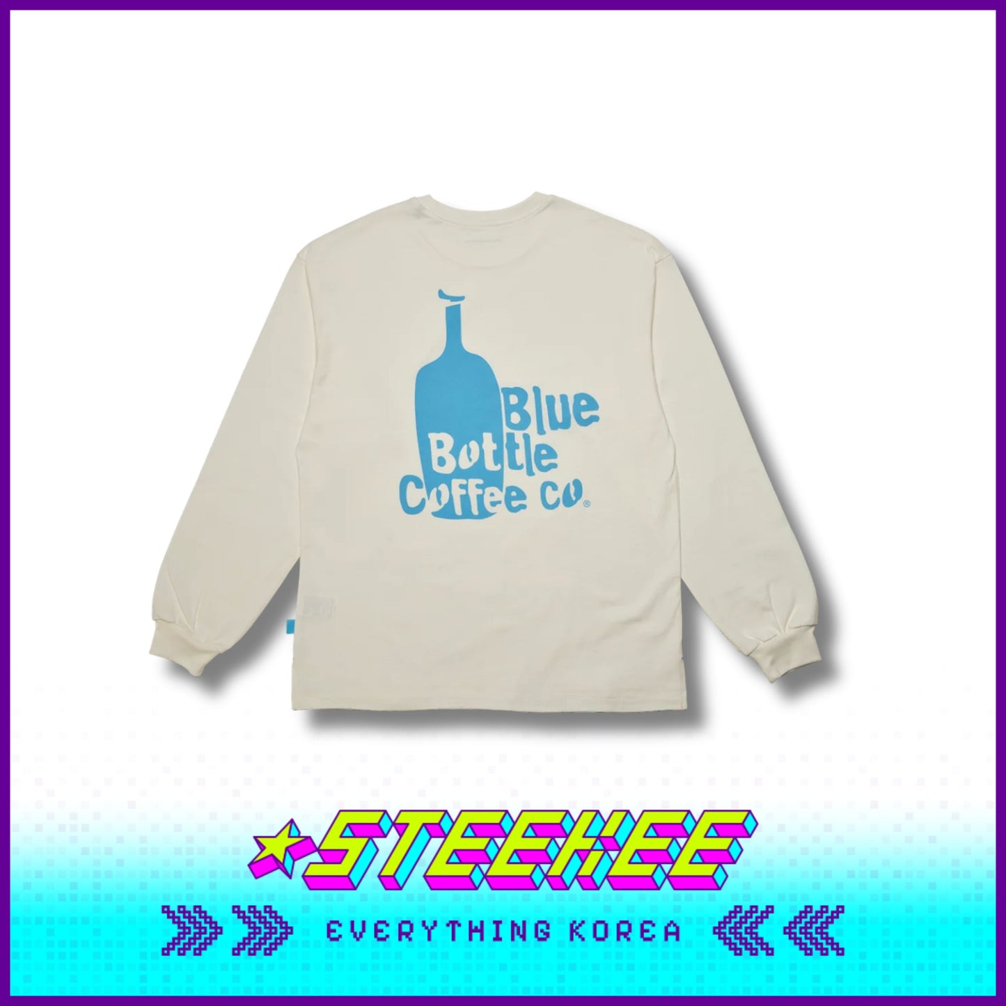 BLUE BOTTLE COFFEE Vintage Logo Unisex Long Sleeve Crew T-shirt Top by Steekee Korea 2392