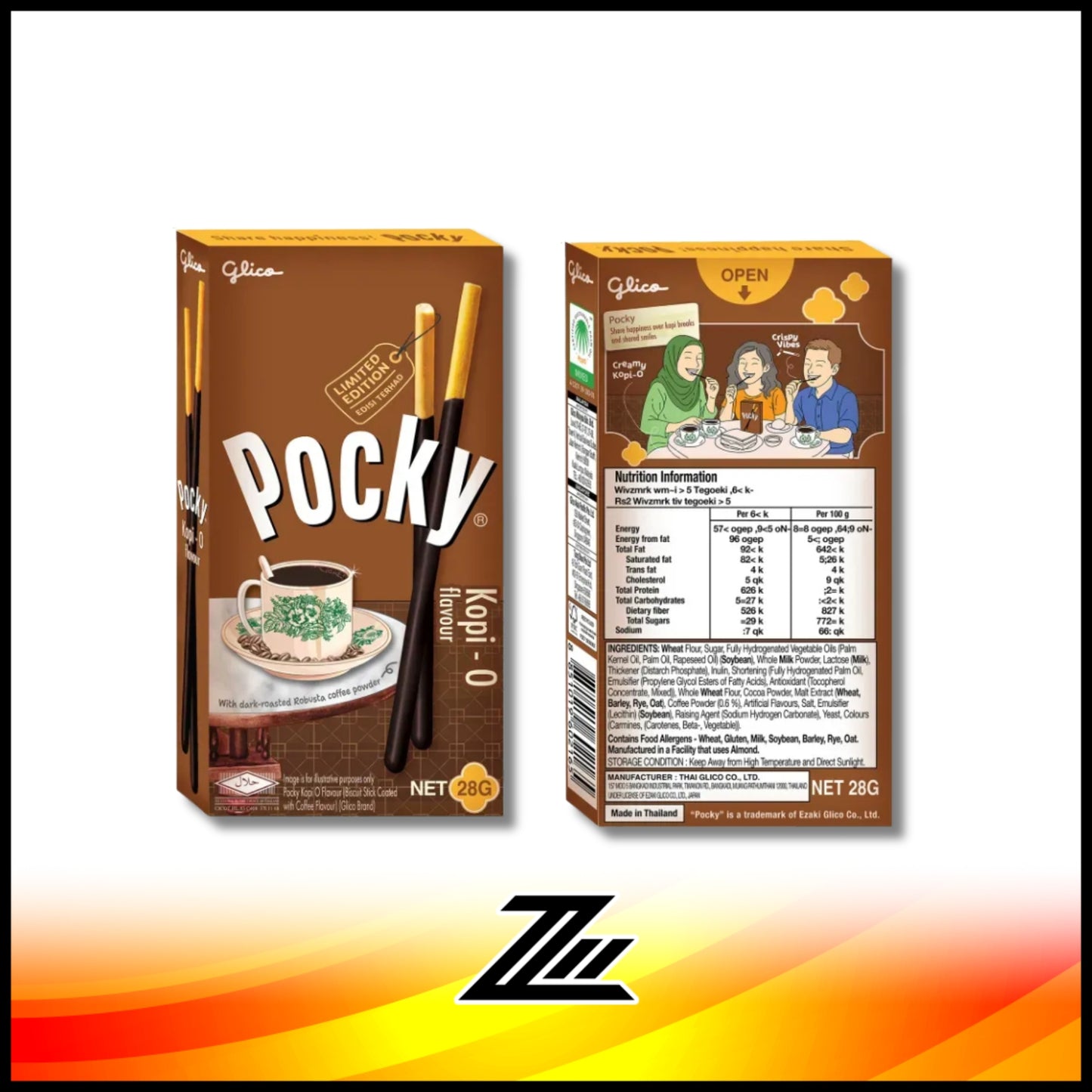 Glico Pocky Singapore Flavours Kaya Toast Kopi-O