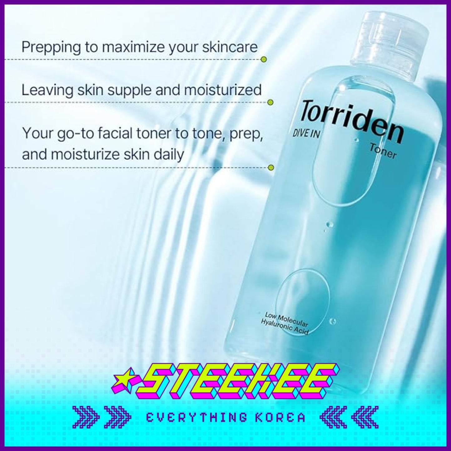 Torriden Dive-In Low Molecular Hyaluronic Acid Hydrating Toner Set 300ml with Travel Size 100ml by Steekee Korea 2427