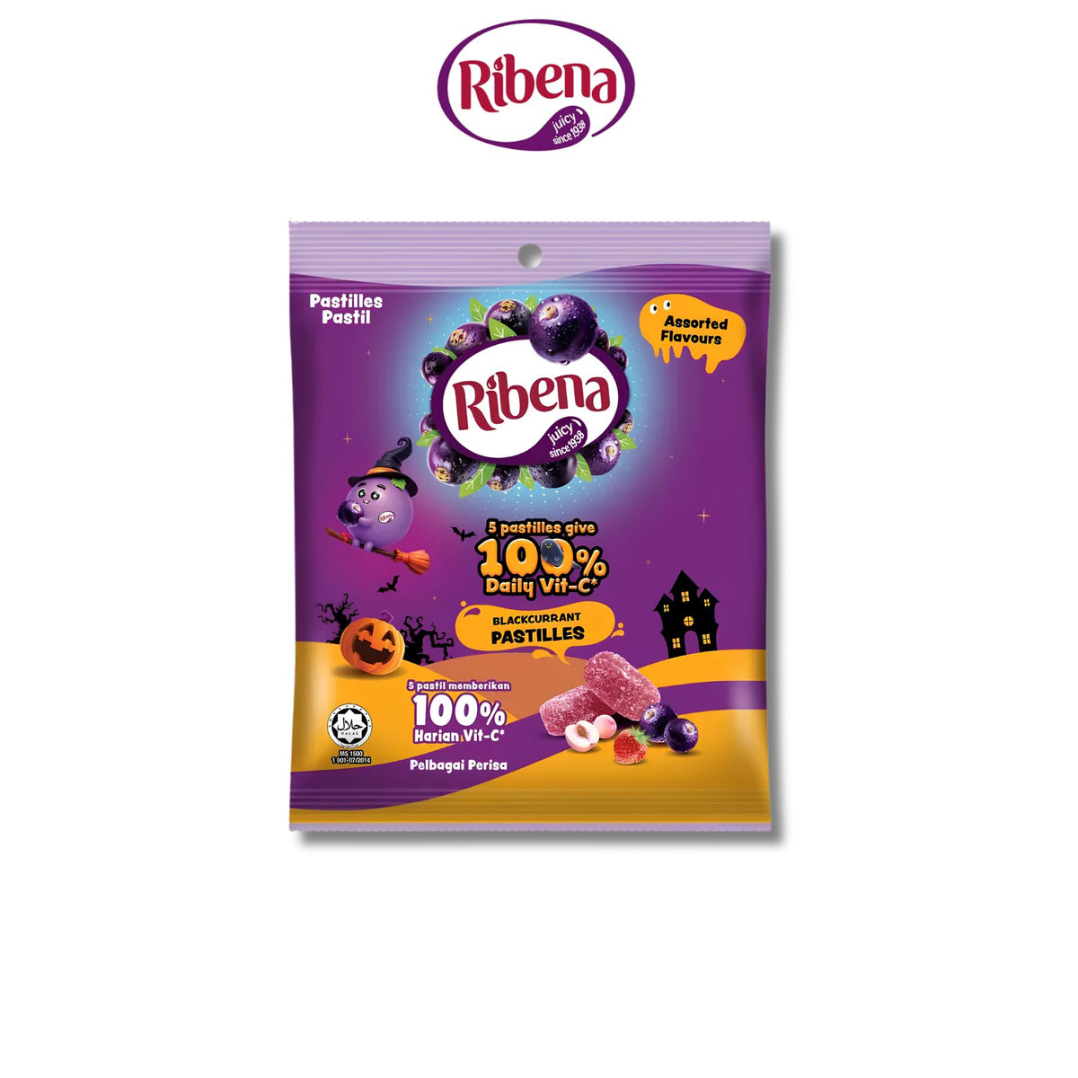 Ribena Halloween Pastilles Assorted Flavours 30pcs 60g Blackcurrent Mixed Berry Gummy Candy Halal