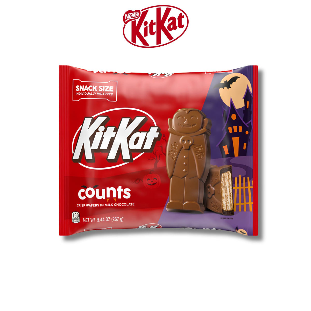 KITKAT Halloween Count Milk Chocolate Wafer Candy Snack 268g Snack Size Individually Wrapped