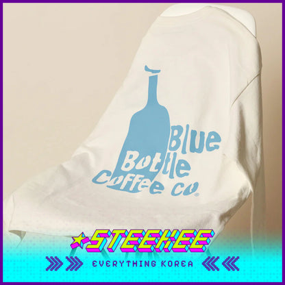 BLUE BOTTLE COFFEE Vintage Logo Unisex Long Sleeve Crew T-shirt Top by Steekee Korea 2392