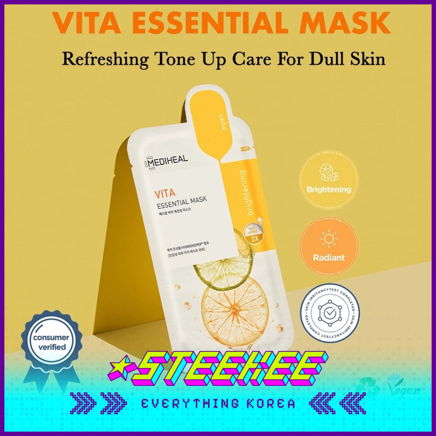 MEDIHEAL Vita Essential Brightening Hydrating Mask Sheet by Steekee Korea 2472