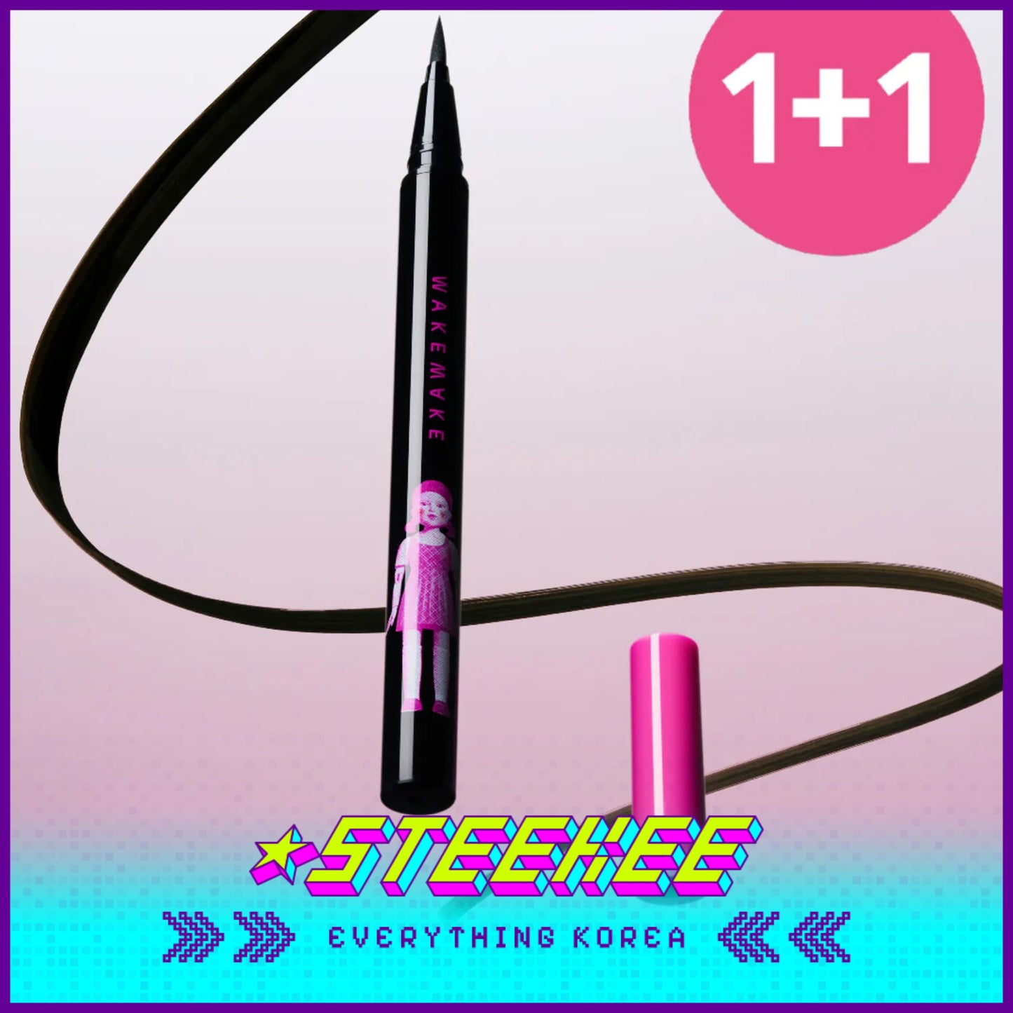 WAKEMAKE X Netflix Squid Game Any Proof Eyeliner Black Set of 2 by Steekee Korea 2444