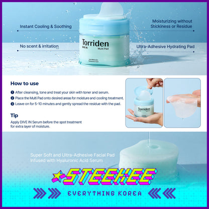 Torriden Dive-In Multi Moisturising Hydrating Toner Pads 80 Sheets by Steekee Korea 2434