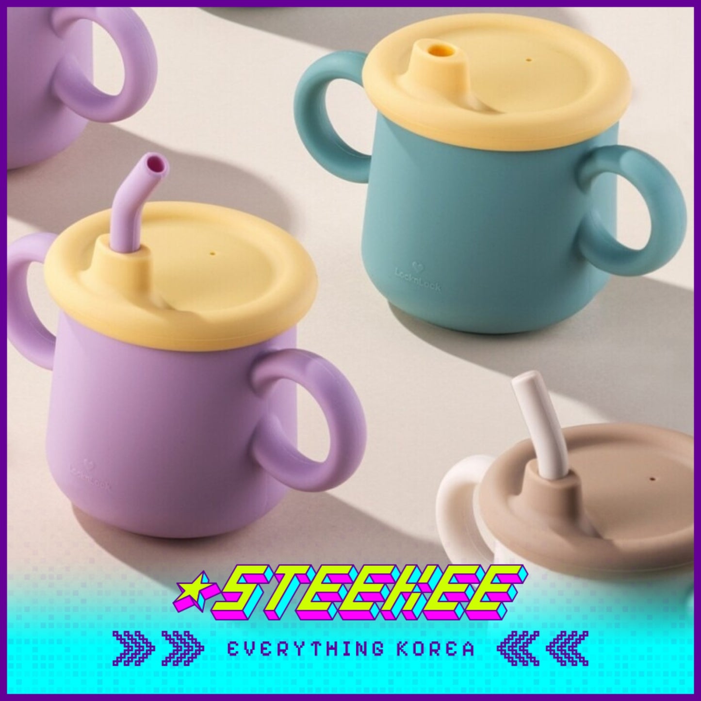 LocknLock Little Luv Silicone Spout Straw Cup 200ml LBB015 by Steekee Korea 4539