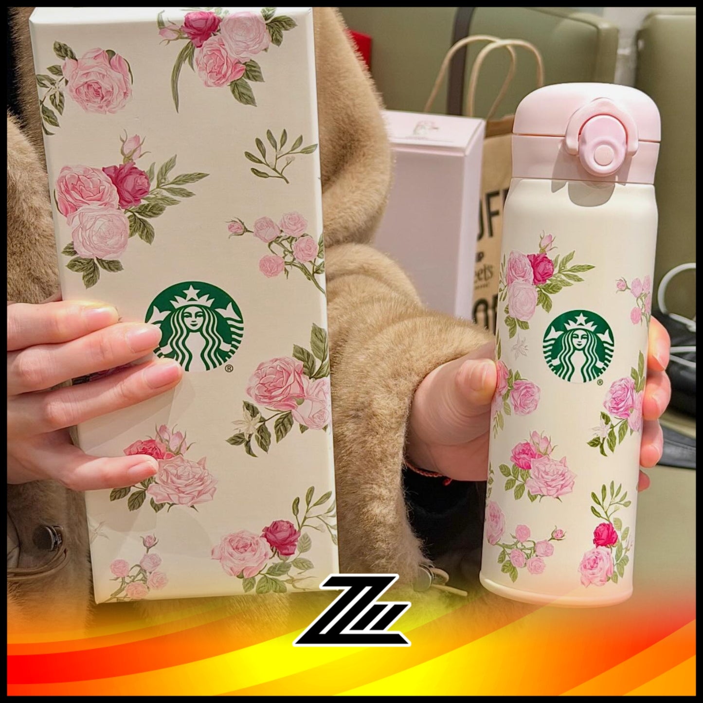 Starbucks China 2026 Kaleidoscope Rose Garden SS Thermos Tumbler 500ml – Pink Floral Bottle with Lid