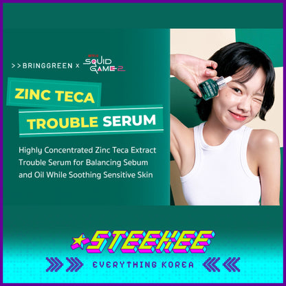 BRING GREEN X Netflix Squid Game Zinc Teca Blemish Serum Set 25ml with Refill Jackstones by Steekee Korea 2448