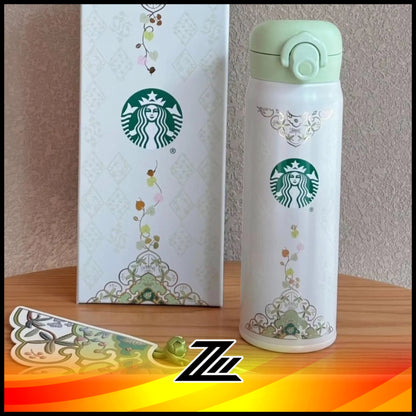 Starbucks China 2026 Spring Botanical Blessings SS Thermos Tumbler 500ml - Stainless Steel Bottle with Lid