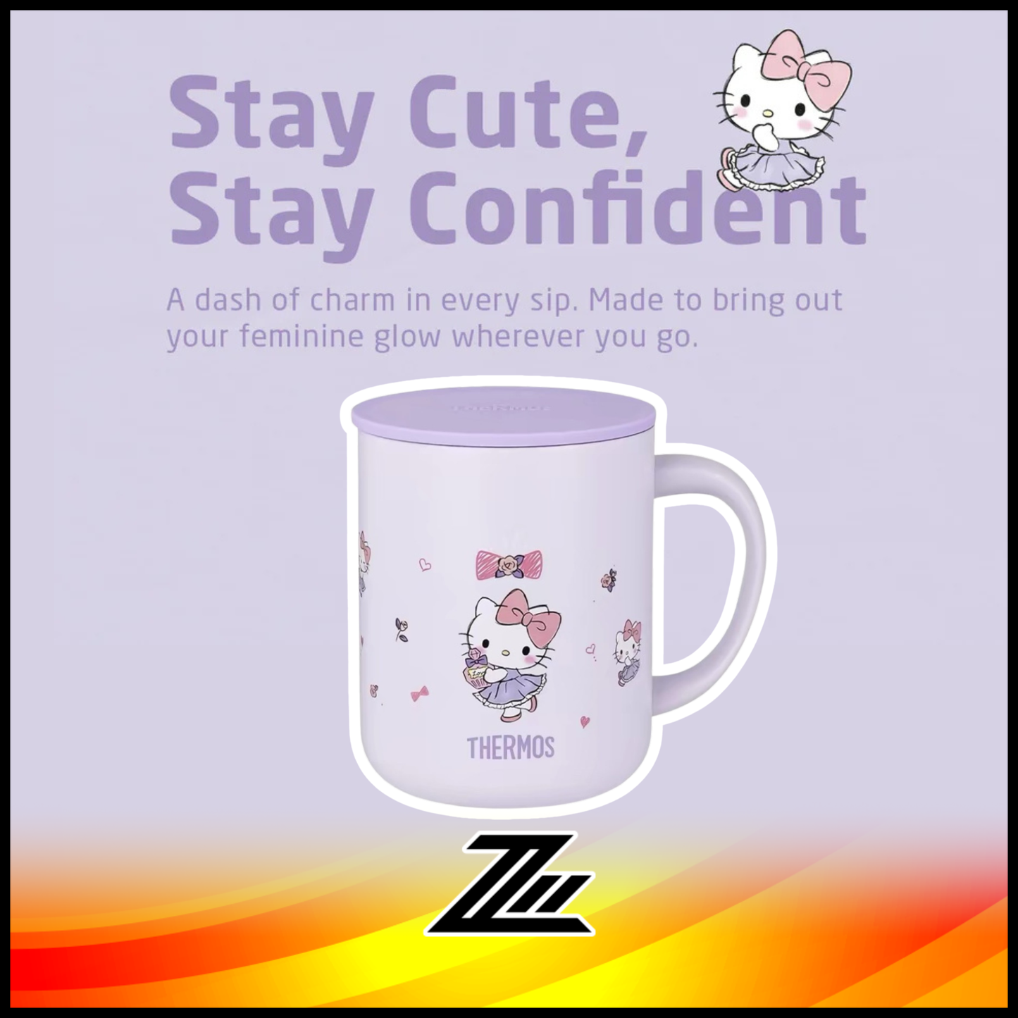 Thermos JDG-451KT25 Hello Kitty 450ml Vacuum Insulated Mug – Purple Hot & Cold Stainless Steel Cup with Lid
