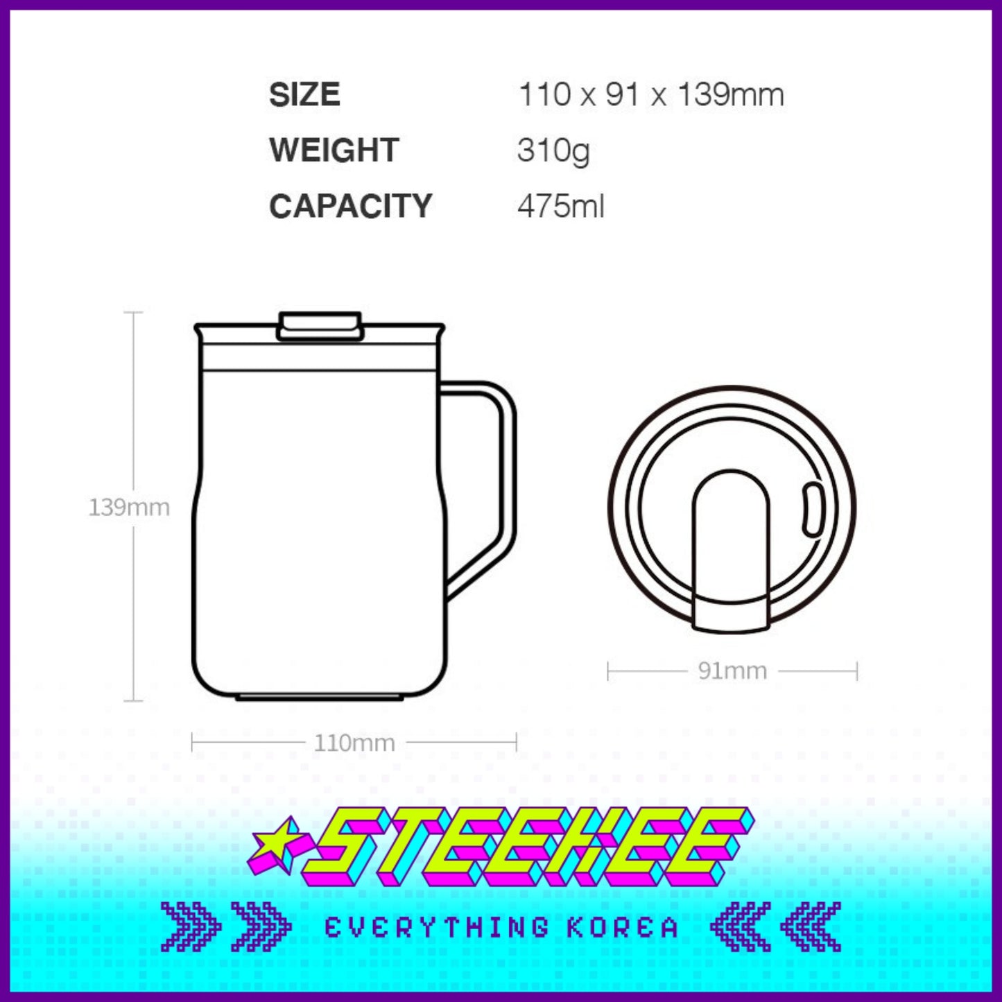 LocknLock Metro Mug Tumbler 475ml LHC4219 by Steekee Korea 4527
