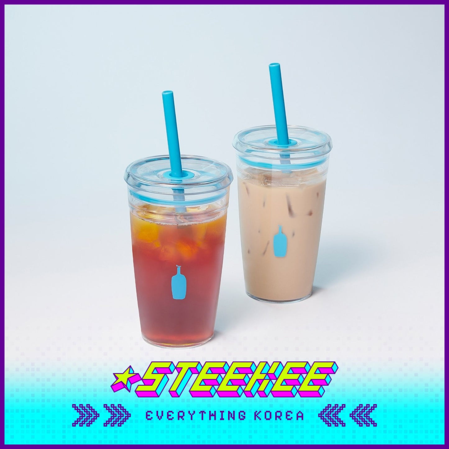 BLUE BOTTLE COFFEE X KeepCup Clear Cold Tritan Plastic Tumbler with Straw 16oz 454ml by Steekee Korea 2397