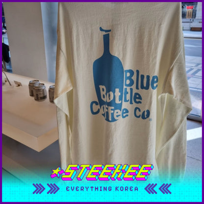 BLUE BOTTLE COFFEE Vintage Logo Unisex Long Sleeve Crew T-shirt Top by Steekee Korea 2392