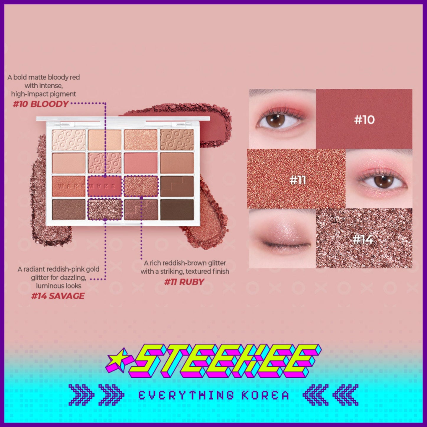 WAKEMAKE X Netflix Squid Game 24 Bloody Game Blurring Soft Blurring Eye Palette by Steekee Korea 2447