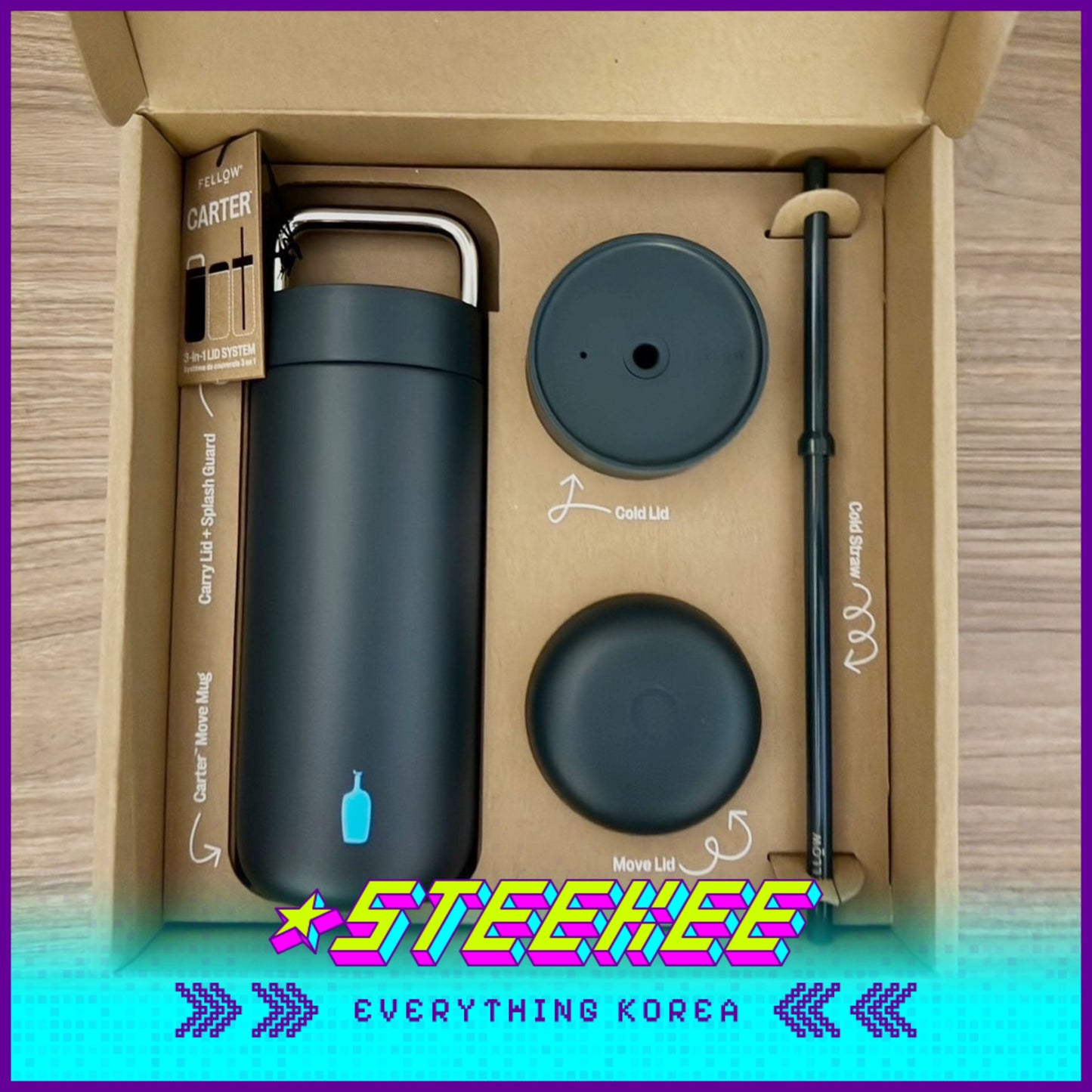 BLUE BOTTLE COFFEE Fellow Carter Move Mug 3-in-1 Lid System Set Ceramic Bottle for Gift 473ml by Steekee Korea 2412