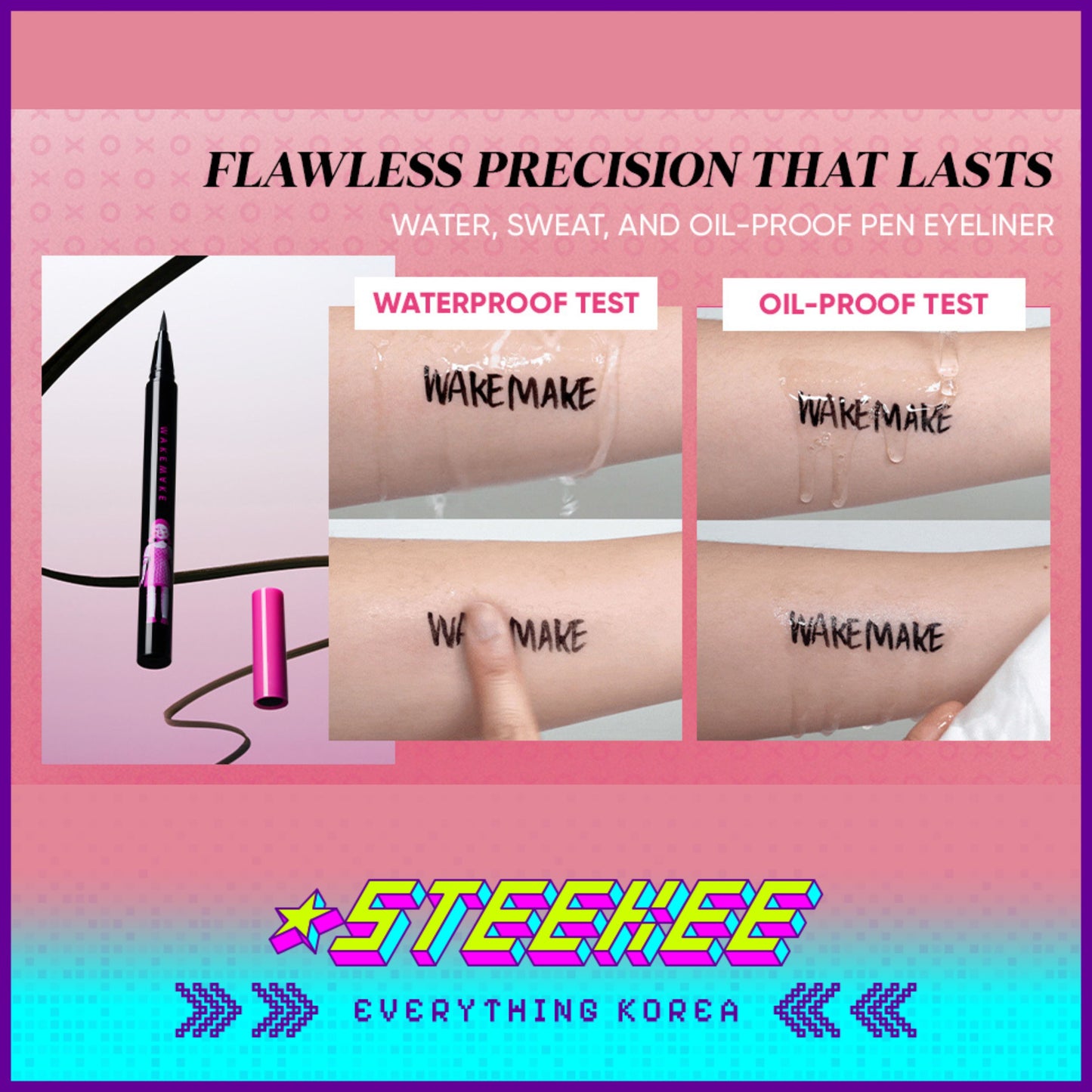 WAKEMAKE X Netflix Squid Game Any Proof Eyeliner Black Set of 2 by Steekee Korea 2444