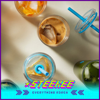 BLUE BOTTLE COFFEE X KeepCup Clear Cold Tritan Plastic Tumbler with Straw 16oz 454ml by Steekee Korea 2397