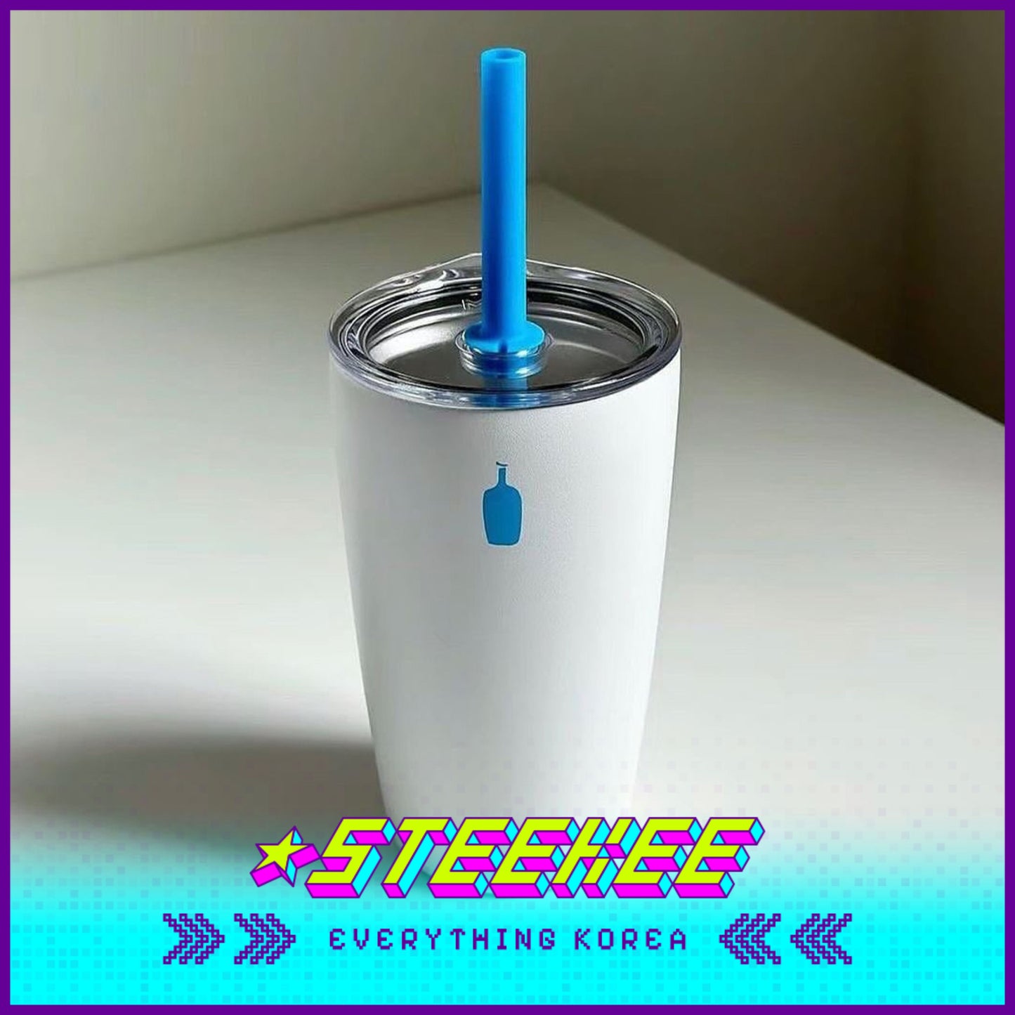 BLUE BOTTLE COFFEE Commuter Cup 12oz 354ml Reusable Straw Lid Set by Steekee Korea 2396