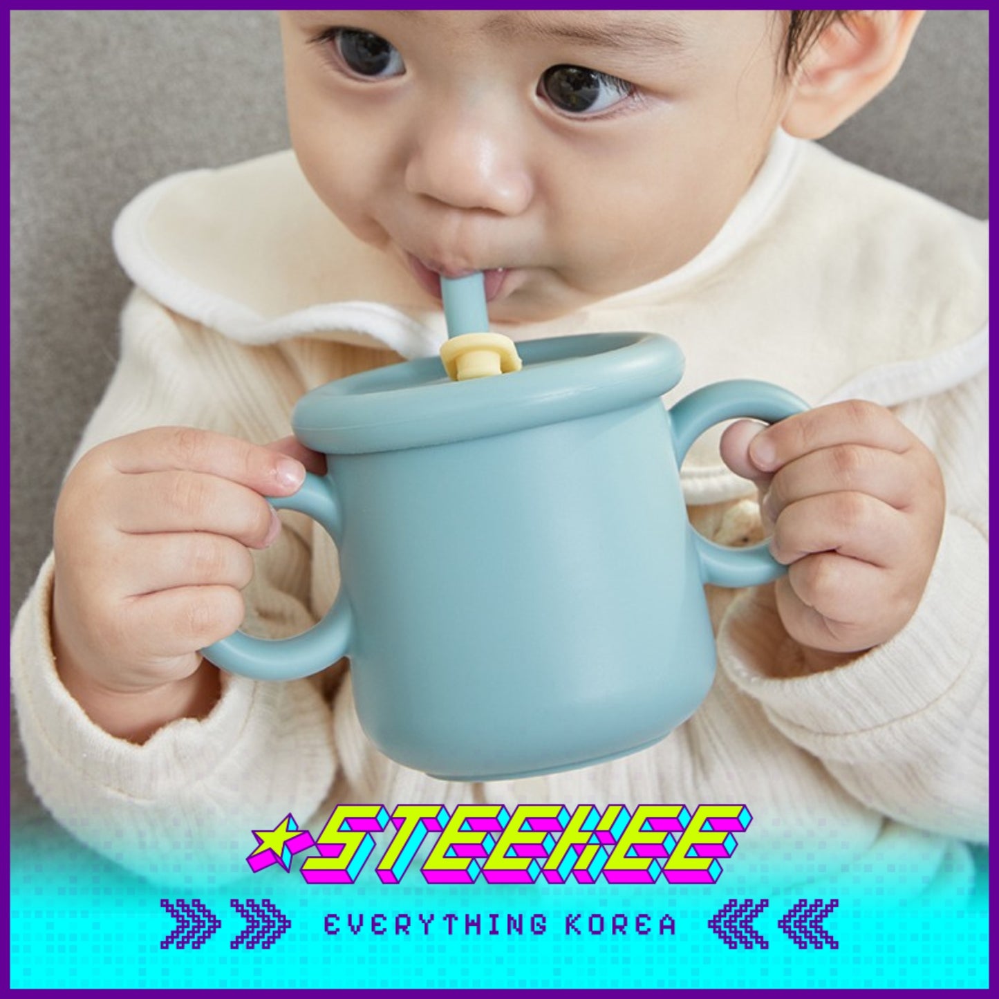 LocknLock Little Luv Silicone Straw Cup 200ml LBB016 by Steekee Korea 4540