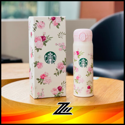 Starbucks China 2026 Kaleidoscope Rose Garden SS Thermos Tumbler 500ml – Pink Floral Bottle with Lid